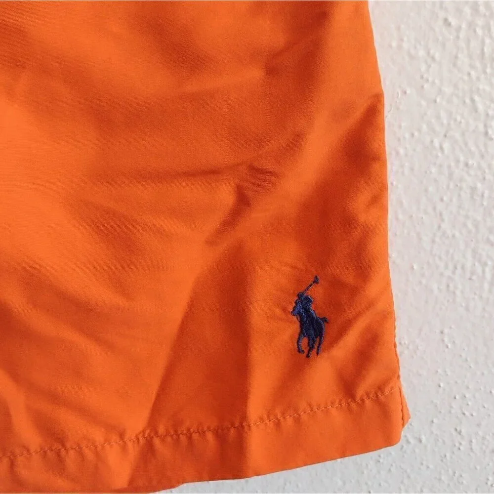 Polo Ralph Lauren Orange Lined Swimsuit Trunks Drawstring Waist and Mens 2XL